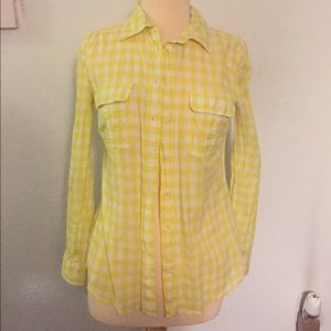 Gap yellow plaid long sleeve blouse size XS